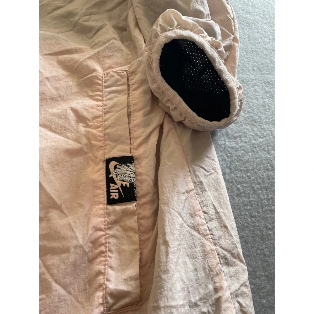 Jordan Air Mens Pink Vintage Transparent Windbreaker Hooded Jacket Size M